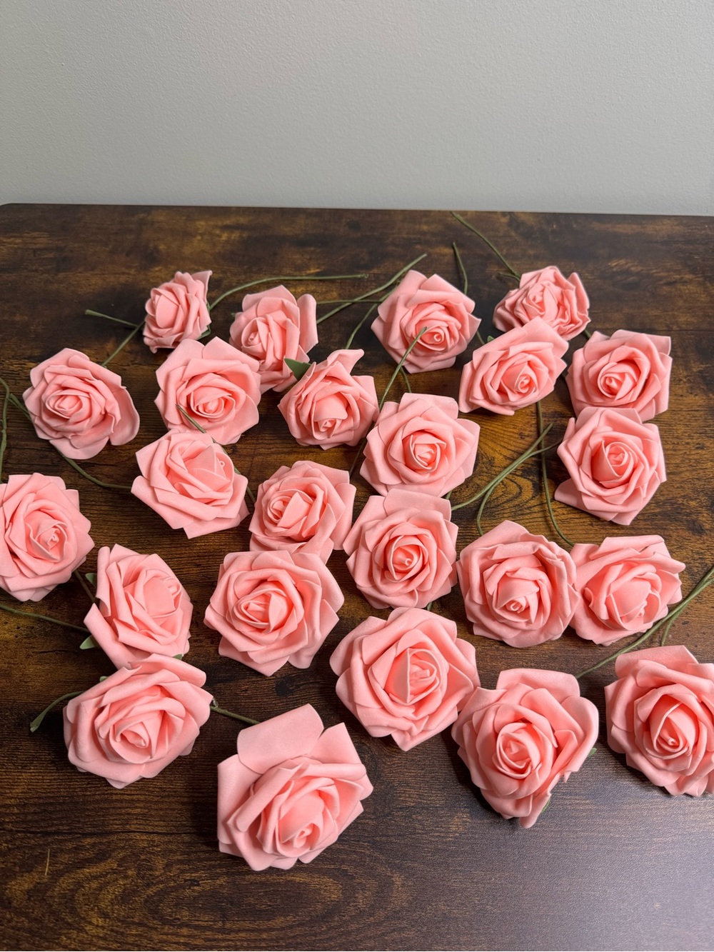 Soft Pink Foam Rose Stems for Home Accents - Set of Decorative Blooms